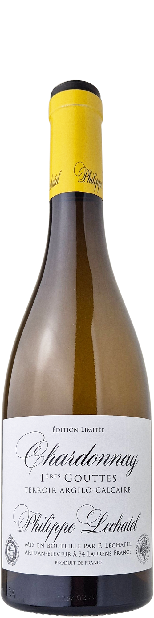 Chardonnay 1. Gouttes Terroir Argilo-Calcaire Pays d'Oc IGP Philippe Lechatel